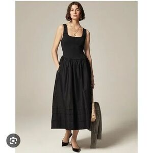 NWT J Crew drop waist knit mixy midi dress black